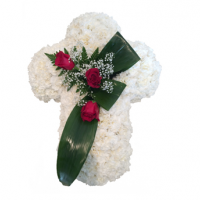 Cruz blanca claveles